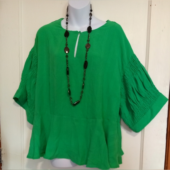 🛍️ BUNDLE ONLY 🛍️Zac & Rachel Emerald Green Peplum Blouse - Picture 1 of 7